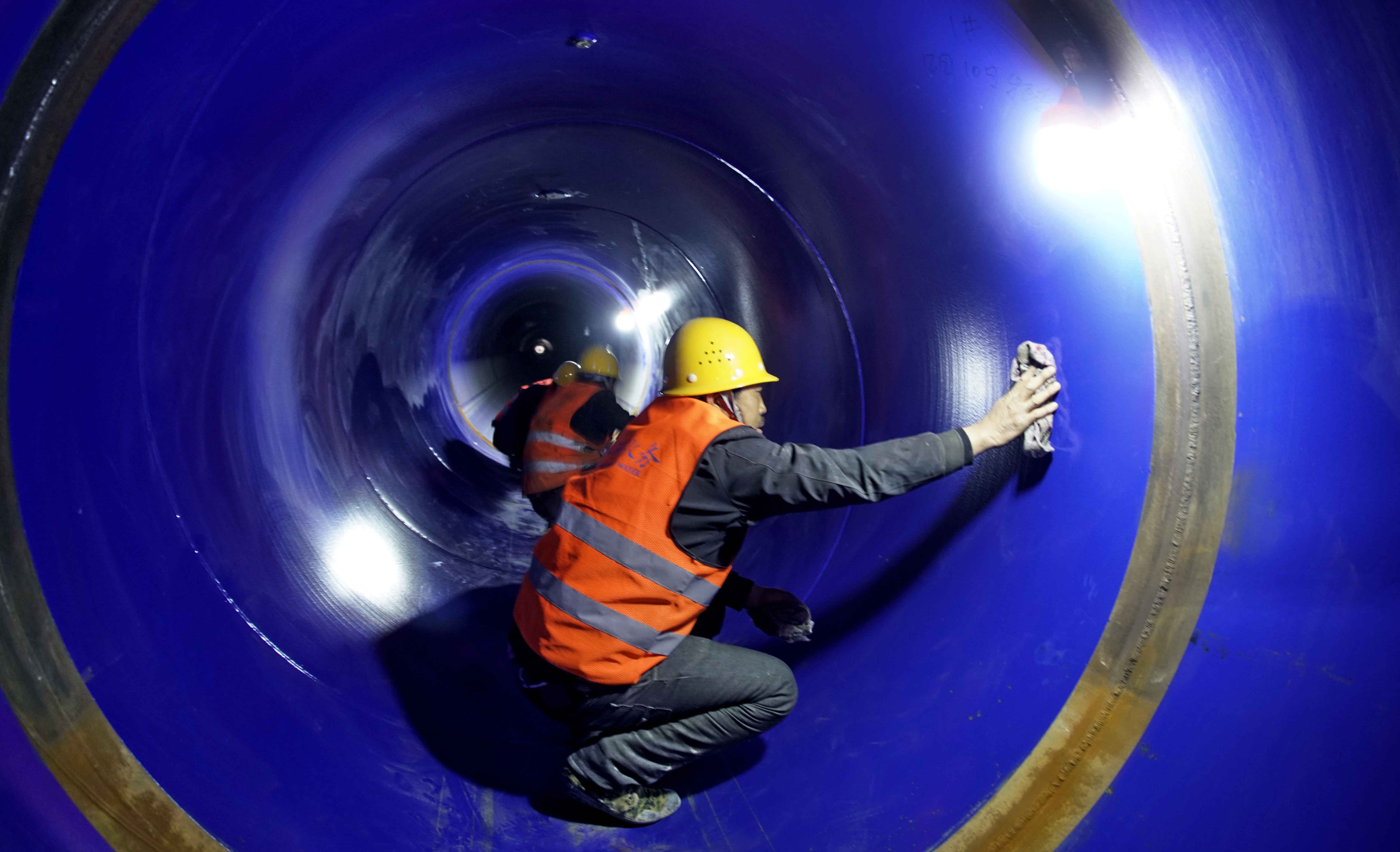 北京热浸涂塑钢管 南水北调配套工程大兴支线复工，这个庞然大物会“穿针引线”